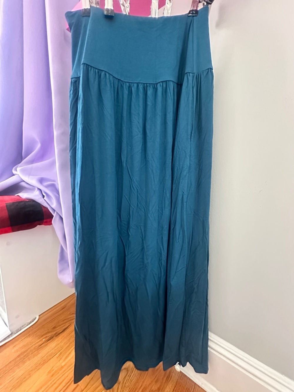 small blue maxi skirt